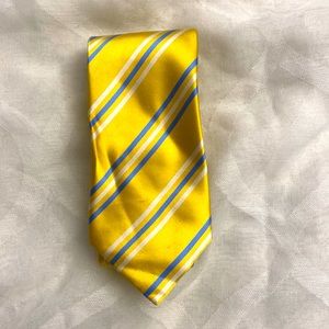 Kenneth Cole Yellow Blue and White Striped Tie